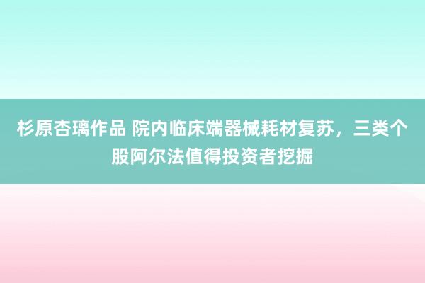 杉原杏璃作品 院内临床端器械耗材复苏，三类个股阿尔法值得投资者挖掘
