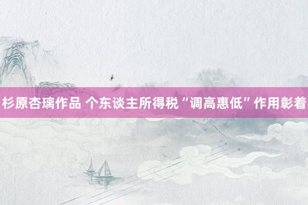 杉原杏璃作品 个东谈主所得税“调高惠低”作用彰着