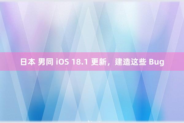 日本 男同 iOS 18.1 更新，建造这些 Bug
