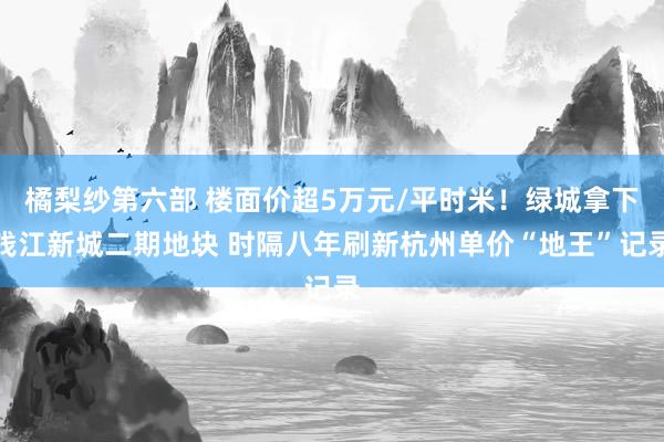 橘梨纱第六部 楼面价超5万元/平时米！绿城拿下钱江新城二期地块 时隔八年刷新杭州单价“地王”记录