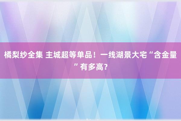 橘梨纱全集 主城超等单品！一线湖景大宅“含金量”有多高？