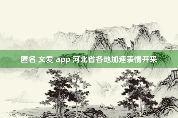 匿名 文爱 app 河北省各地加速表情开采