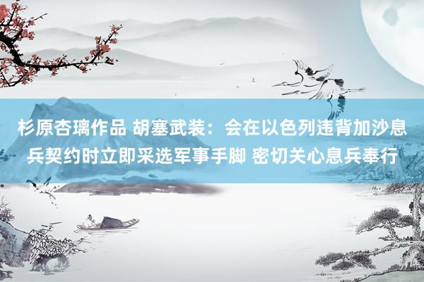 杉原杏璃作品 胡塞武装：会在以色列违背加沙息兵契约时立即采选军事手脚 密切关心息兵奉行