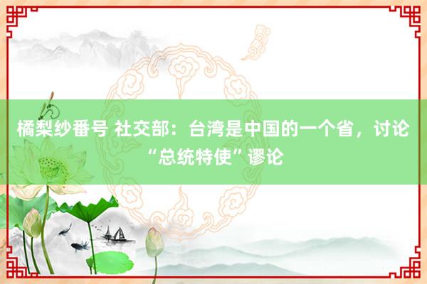 橘梨纱番号 社交部：台湾是中国的一个省，讨论“总统特使”谬论