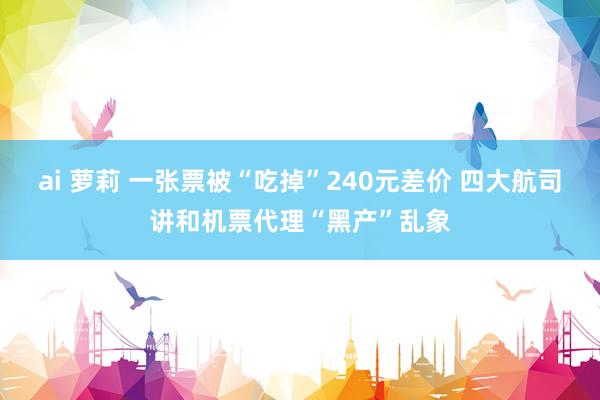 ai 萝莉 一张票被“吃掉”240元差价 四大航司讲和机票代理“黑产”乱象