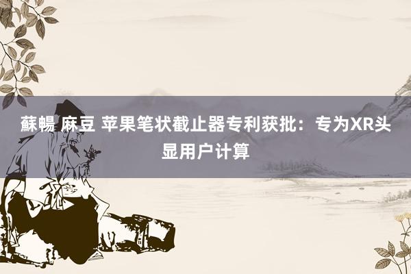 蘇暢 麻豆 苹果笔状截止器专利获批：专为XR头显用户计算