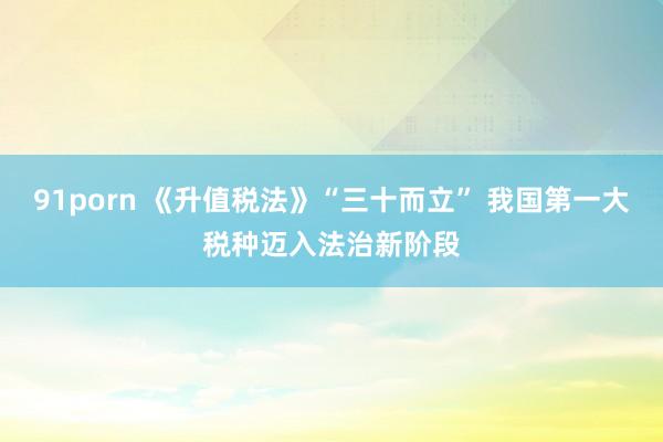 91porn 《升值税法》“三十而立” 我国第一大税种迈入法治新阶段