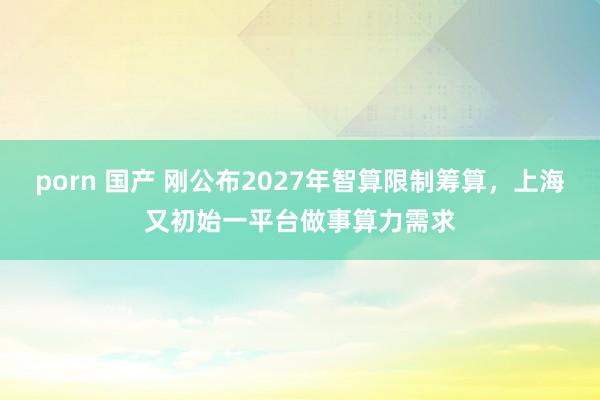 porn 国产 刚公布2027年智算限制筹算，上海又初始一平台做事算力需求