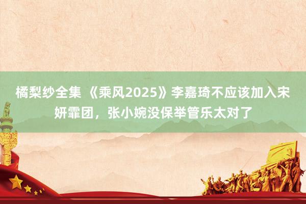 橘梨纱全集 《乘风2025》李嘉琦不应该加入宋妍霏团，张小婉没保举管乐太对了